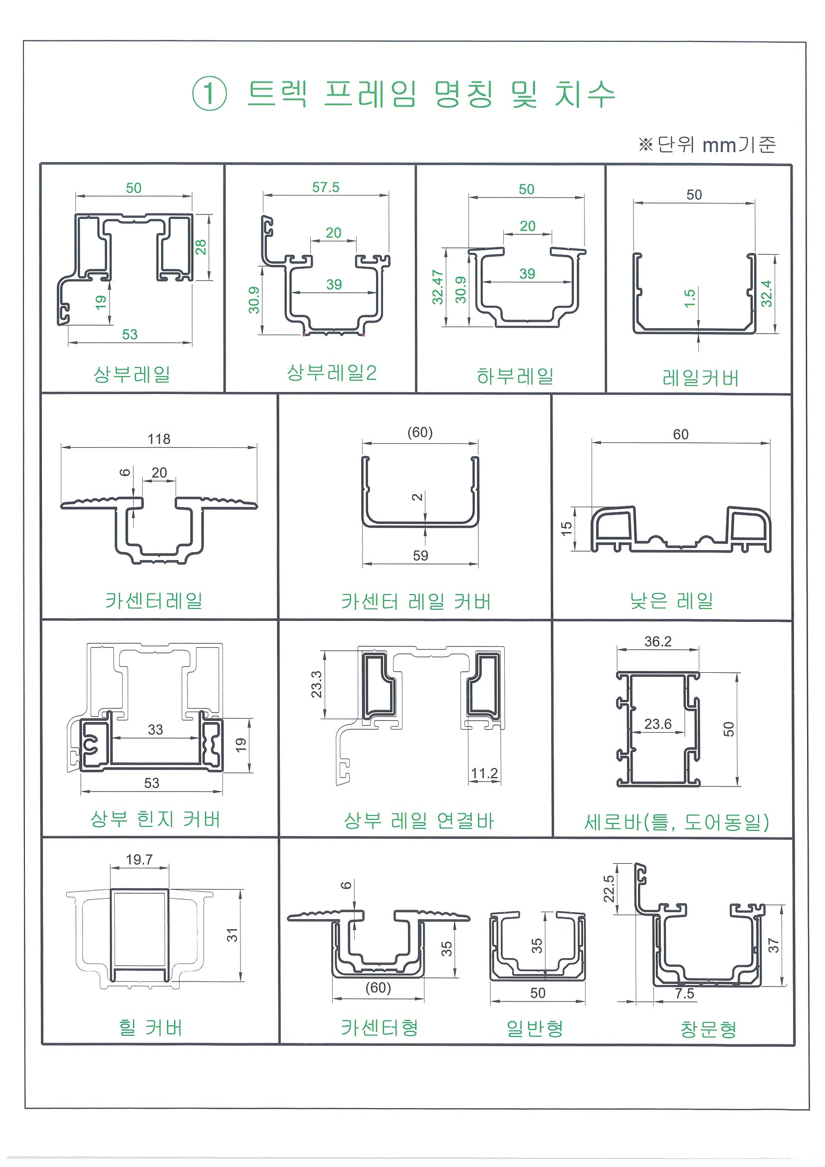 1. 비단열 트렉 프레임 명칭 및 치수 (최종).jpg